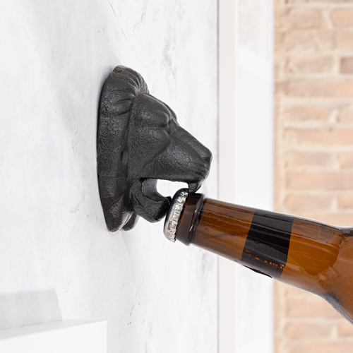 Lion Head Wall Mounted Bottle Opener (Cast Iron)