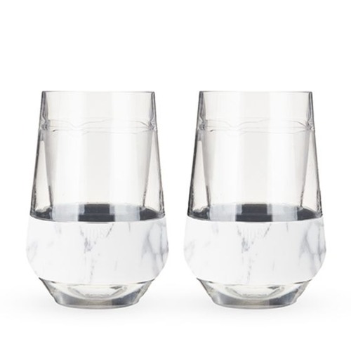 Wine FREEZE XL Cooling Cups (set of 2) in Marble by HOSTå