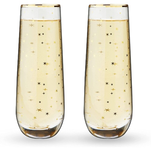 Starlight Stemless Champagne Flute Set by Twine