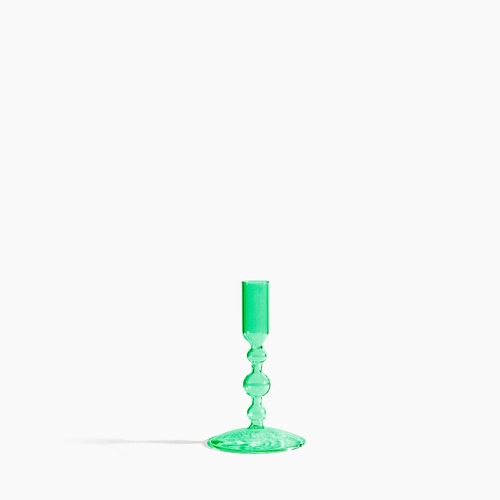 Glass Candlestick Holder in Short - Green