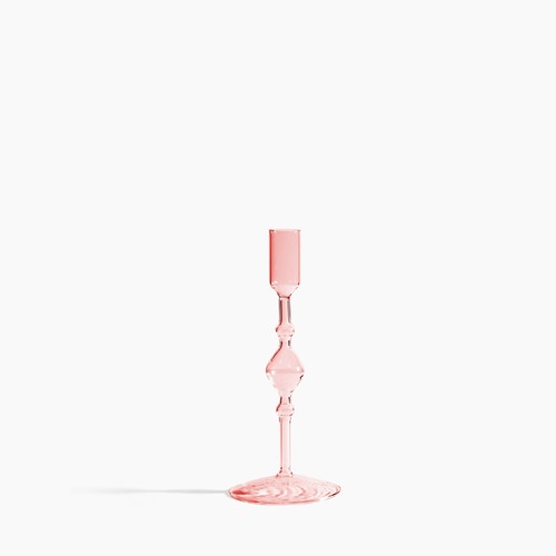 Glass Candlestick Holder in Tall - Pink