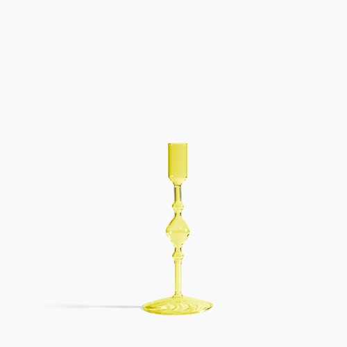 Glass Candlestick Holder in Tall - Yellow