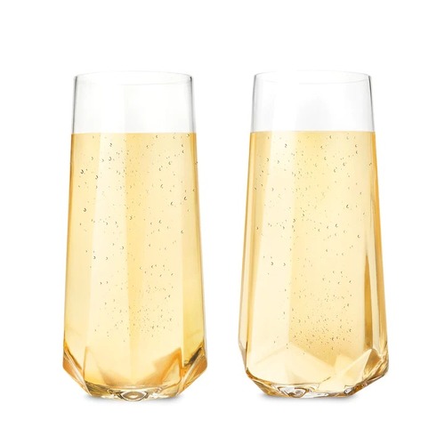 Faceted Crystal Stemless Champagne Flutes by Viski