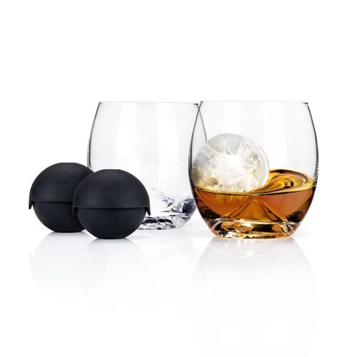 Glacier Rocks 4-Piece Ice Ball Mould and Tumbler Set