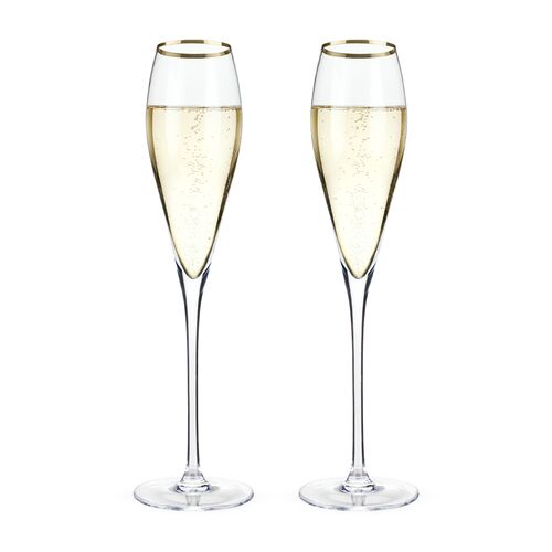 Gold-Rimmed Crystal Champagne Flutes by Viski