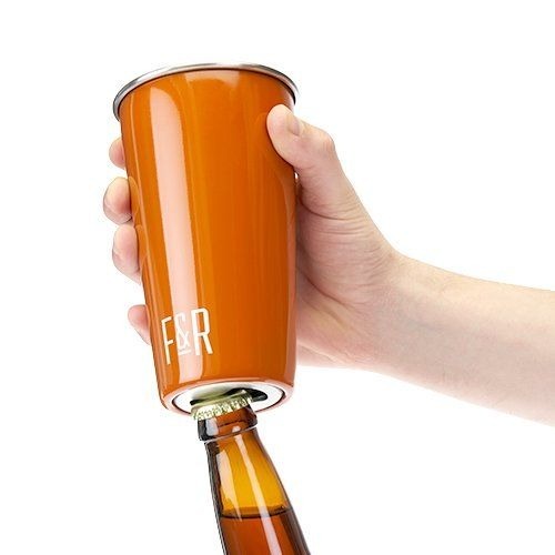Bottle Opening Pint Cup Set of 2 - Orange.
