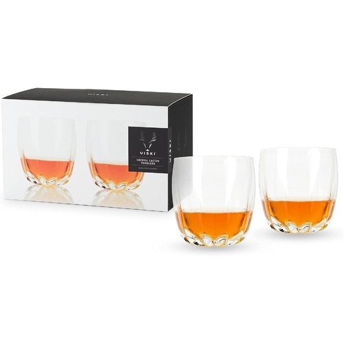 Viski Cactus Crystal Tumblers Set of 2.