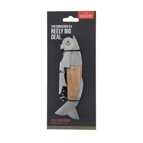 Wood & Stainless Steel Fish Corkscrew by Foster & Rye