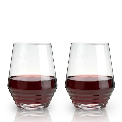 Deco Crystal Stemless Wine Glasses by Viski