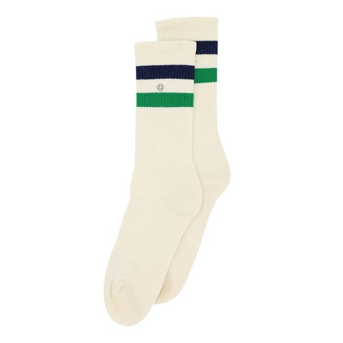 Athletic Stripes Navy/Green Socks - Medium