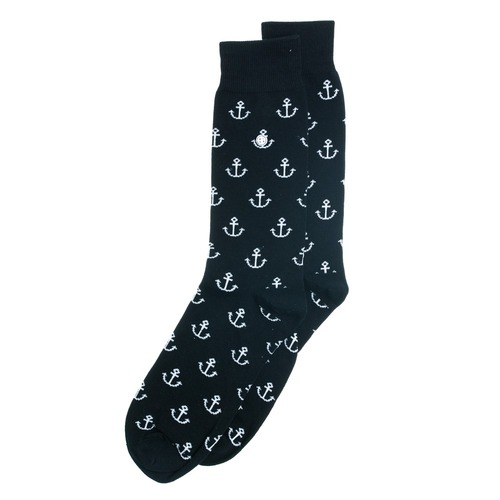 Anchor Man Black/White Socks - Medium