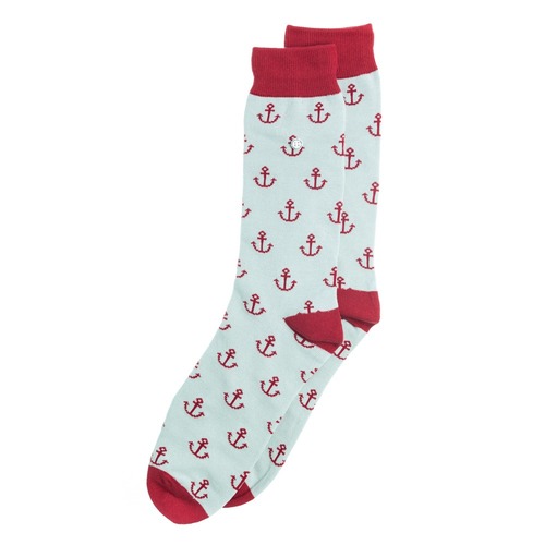  Anchor Grey/Red Socks - Medium