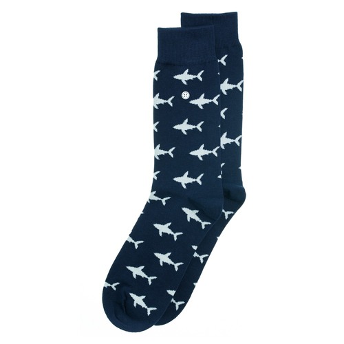 Shark Attack Navy Socks - Medium