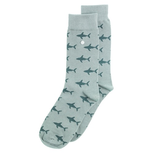 Shark Attack Grey/Marine Socks - Medium