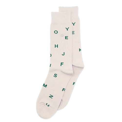 Letters Cream/Green Socks - Medium