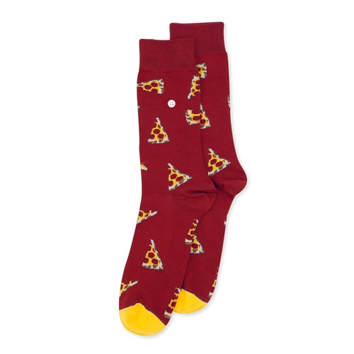 Pizza Bordeaux/Yellow/Red Socks - Medium