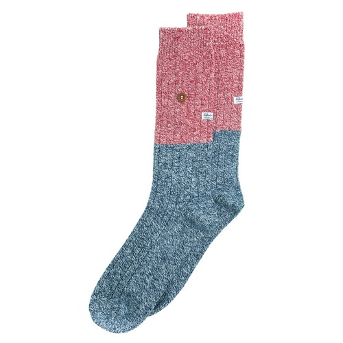 Twisted Wool Two Toned Navy/Red Socks - Medium