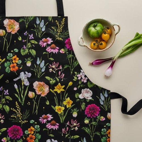 Apron - Bountiful Blooms Black