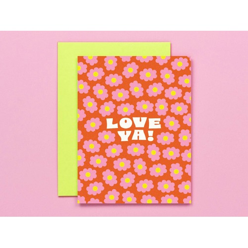 Love Ya Flower Pattern Greeting Card