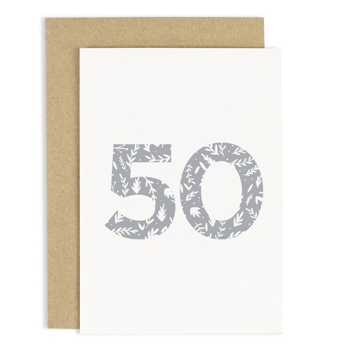 50Th Floral Birthday Card.