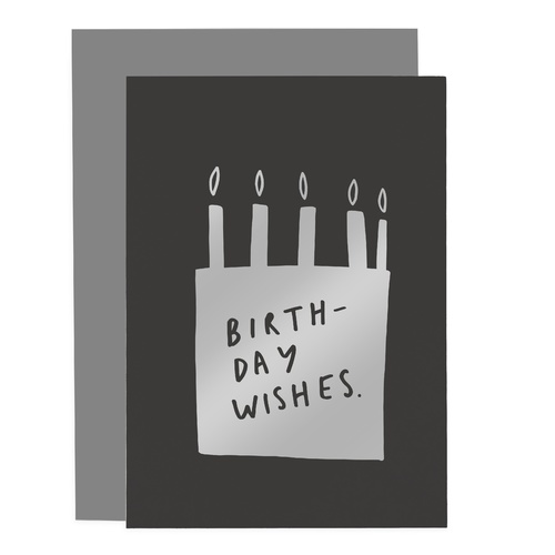 Birthday Wishes Cake Silver Card.