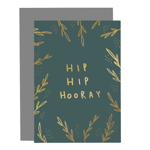 Hip Hip Hooray Greenery Card.
