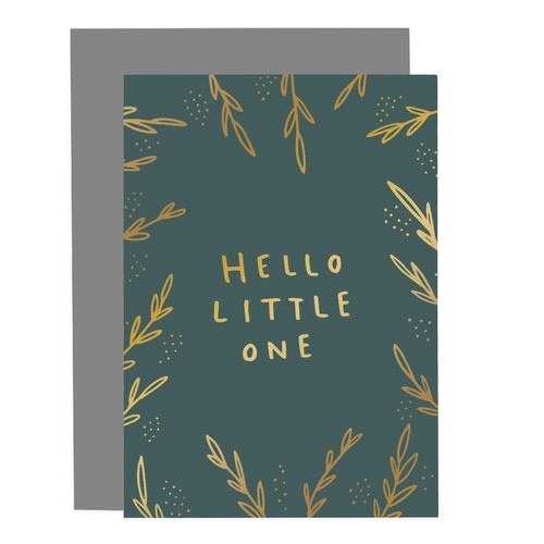 Hello Little One Greenery Card.