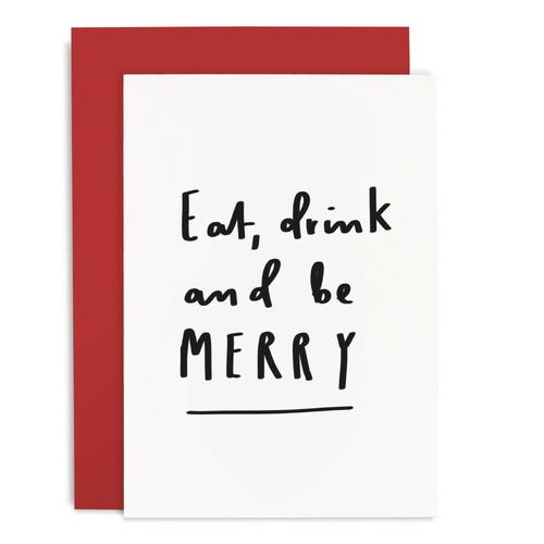 Eat Drink Red Christmas Card.