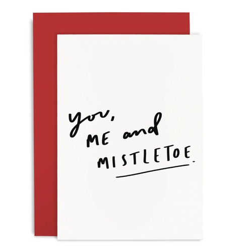 Mistletoe Red Christmas Card.