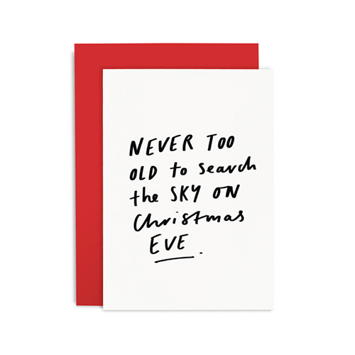 Never Too Old Red Christmas Card.