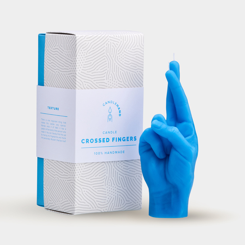 Crossed Fingers Candle Hand - Blue