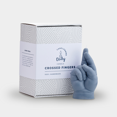 Crossed Fingers Baby Hand Candle Grey