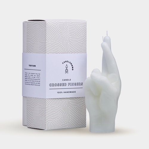 Crossed Fingers Candle Hand - White