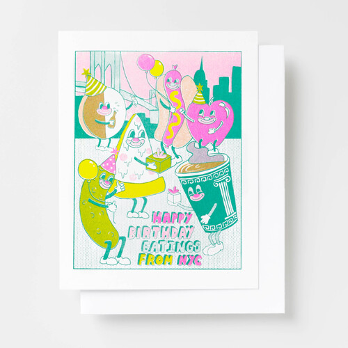 Risograph Card - NYC Birthday Eatings