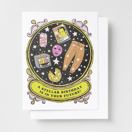 Risograph Card - Stellar Bday In Your Future