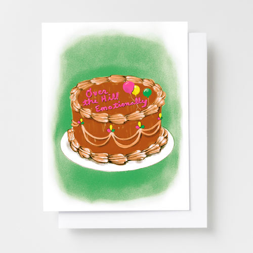 Risograph Card - Over the Hill Emotionally