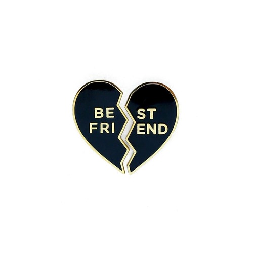 Best Friends Heart Enamel Pin - Black