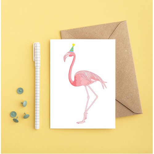 Flamingo in a party hat