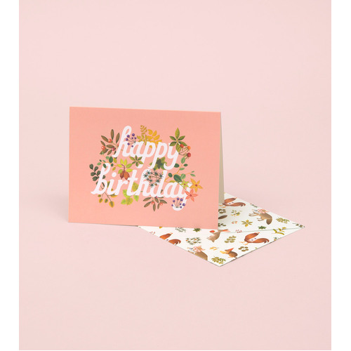Botanic Birthday Card Pink