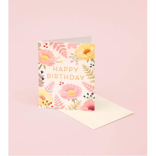 Oriental Poppy Birthday Card