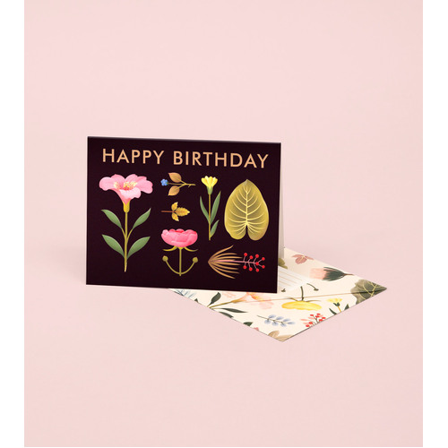 Lush Botany Birthday Card Black