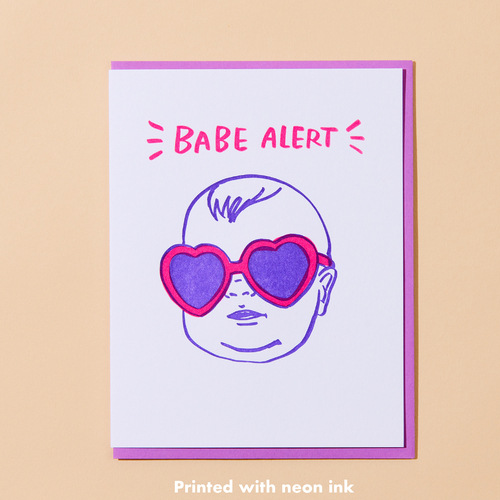 Babe Alert Letterpress Card