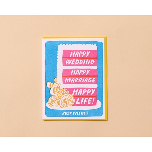 Happy Life Cake Letterpress Card