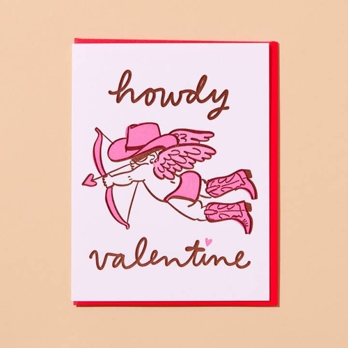 Howdy Cupid Valentine Letterpress Card