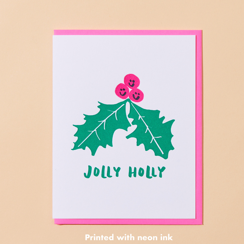 Jolly Holly Letterpress Card.
