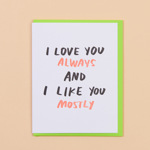Love You & Like You Letterpress Card
