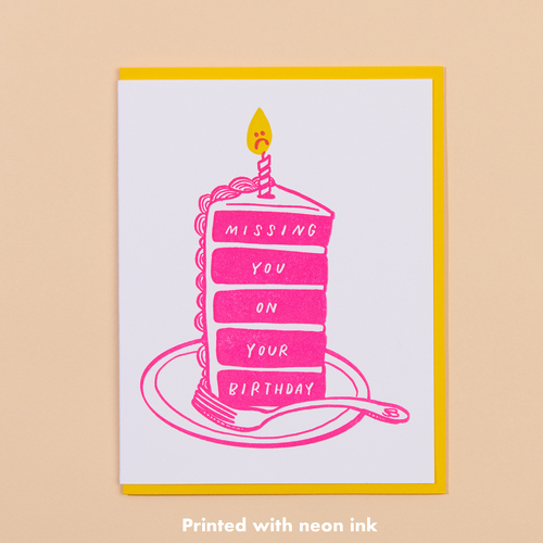 Missing You on Your Birthday Letterpress Card