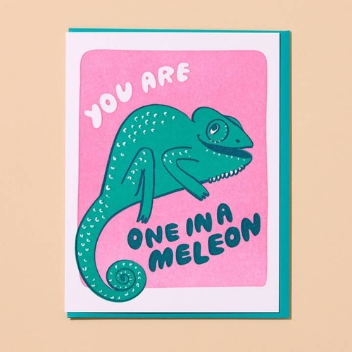 One in a Meleon Letterpress card