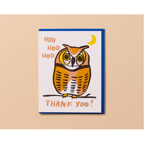 Thank Yoo Owl Letterpress Card