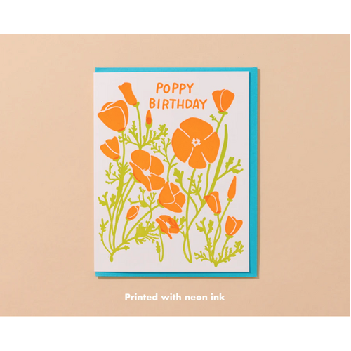Poppy Birthday Letterpress Card